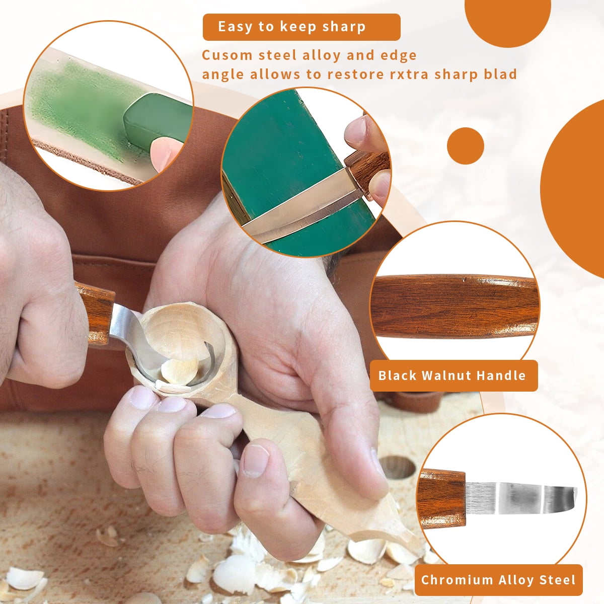 26-in-1 Wood Carving Tools Wood Carving Kit with Detail Wood Carving Knife Whittling Knife Wood Chisel Knife Gloves
