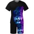 thumbnail image 5 of UVEASISHA 2 Piece Set for Men Summer,Men Short Sets Outfits 3D Lion Animal Print Tracksuits Short Sleeve Muscle Gym Workout Athletic Sports Suits Sets Blue, 5 of 5