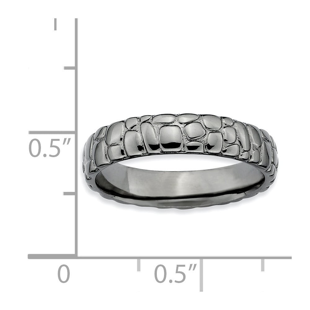 Sterling Silver Stackable Black-plated Ring - 3.9 Grams - Size 7
