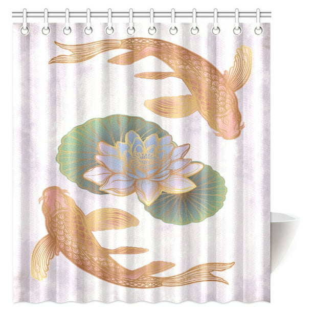 POP Koi Fish Shower Curtain, Japanese Koi Fishes Swimming with