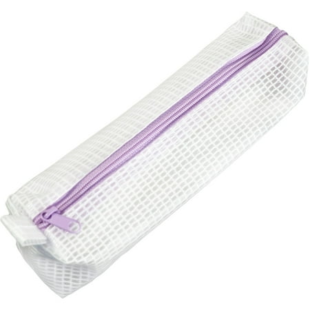 JAM Paper Pencil Cases & Pouches, Mesh Pencil Bag with Zipper, Purple, Sold