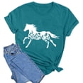 thumbnail image 4 of Summer Tops for Women Horse Print Loose T Shirt Crew Neck Fashion Beach Vacation Tees, 4 of 4