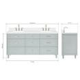 thumbnail image 5 of ARIEL Monroe 72 Inch Double Rectangle Sink Bathroom Vanity With Carrara White Quartz Countertop 1.5 Inch Edge In Grey, 5 of 8