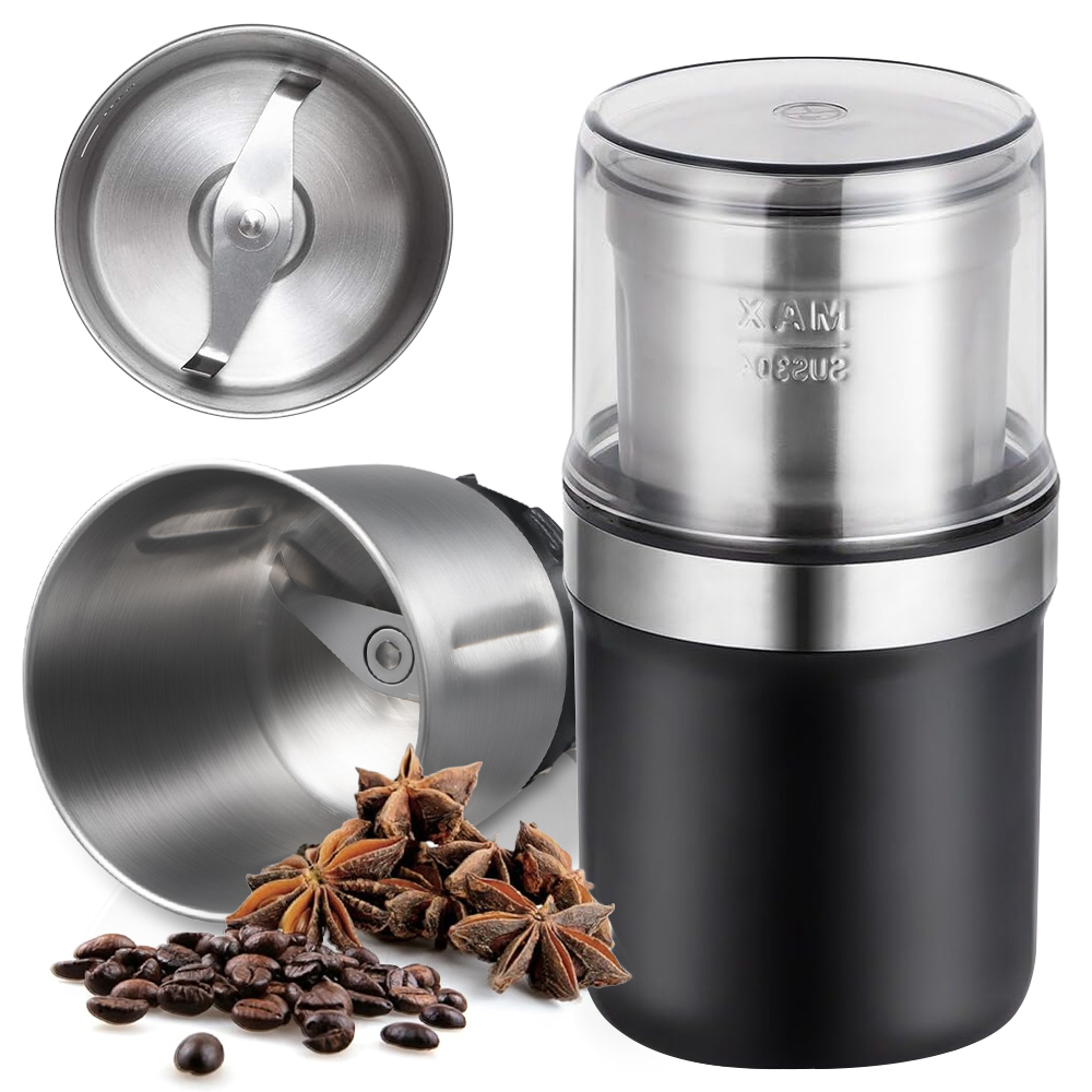 JLLOM Electric Coffee Grinder, Black, Detachable Design