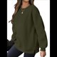 thumbnail image 1 of Sudadera de Gran Tamaño para Mujer, Cuello Redondo, Larga, Jersey de , Ropa de Moda de Otoño con Bolsillo Verde XXL, 1 of 6