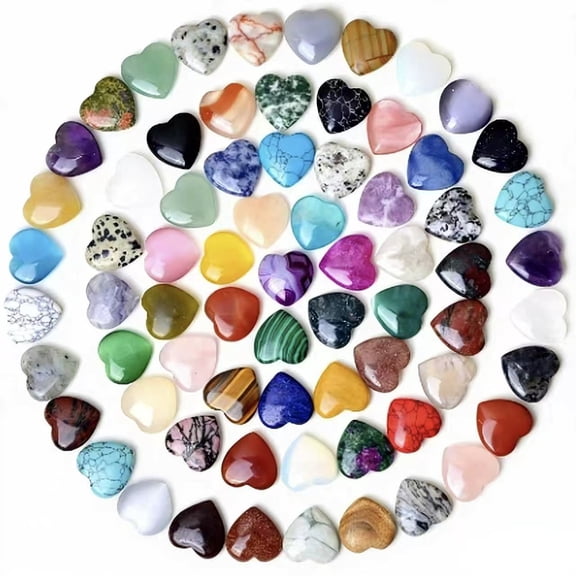 Heart-Shaped Crystals Bulk - 30 Pcs Natural Gemstone Worry Stones for Anxiety Relief, Valentine's Day Gifts for Mom, Meditation Pocket Hearts, 1.57" Palm Stones in Assorted Fresh Colors(30pcs)