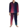 thumbnail image 3 of Fotbe retro blue orange red teal dark Pattern Long Sleeve Pajama Set for Men,Sleepwear Set,2-piece Loungewear Set,Soft PJs Comfy Nightwear with Pockets-Large, 3 of 7