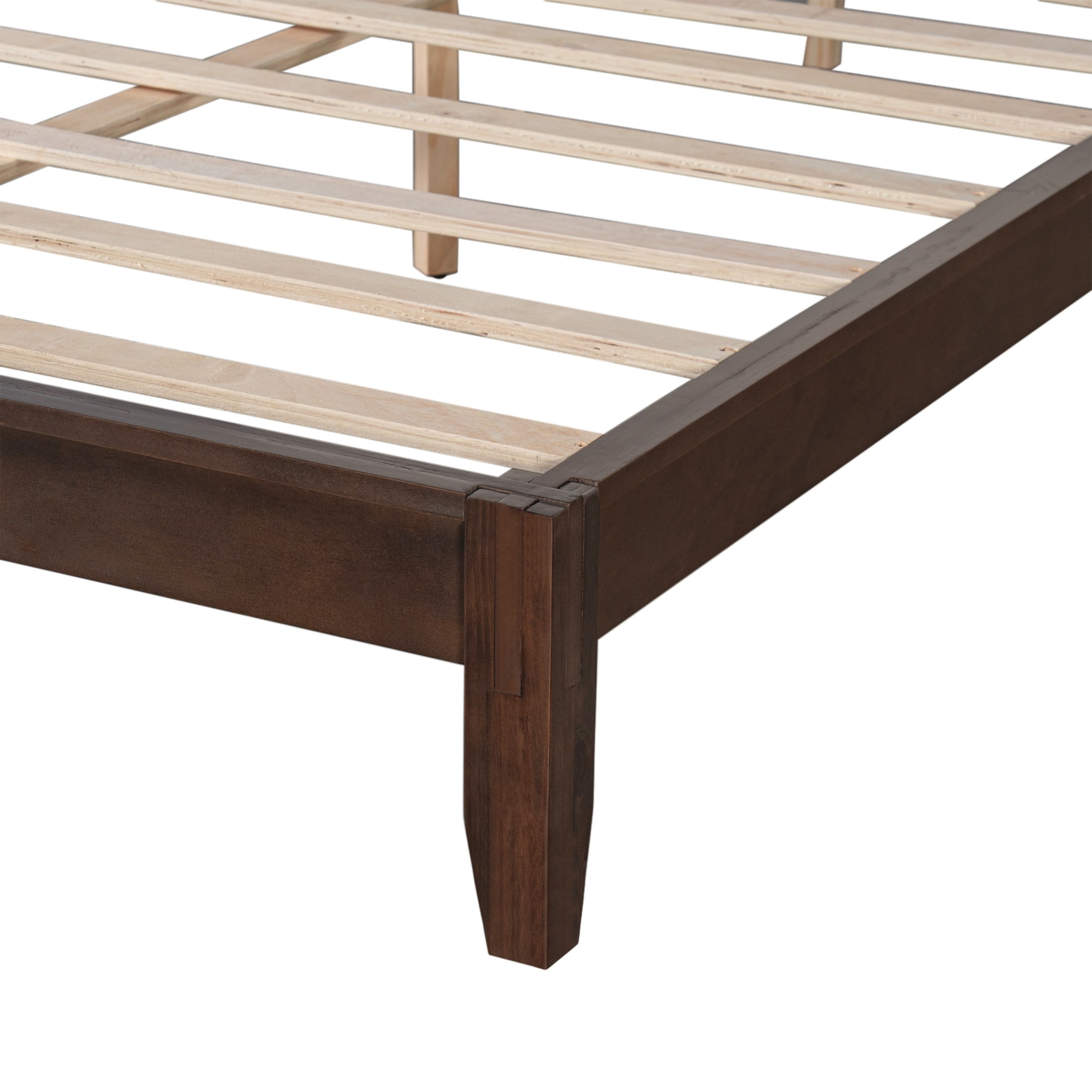 Christopher Knight Home Queen Solid Wood Platform Bed Frame with Velvet Upholstered Headboard, Walnut