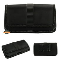 For Google Pixel 8 / Pixel 7 Rugged Canvas Cellphone Belt Clip Cover Holster Pouch Holder with Belt Loops Universal Horizontal Carrying Case - Black