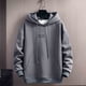 thumbnail image 4 of Sudadera con capucha para hombre, color liso, deportiva, de moda, holgada, con cremallera, cordón, bolsillo, manga larga, blusa de poliéster., 4 of 7