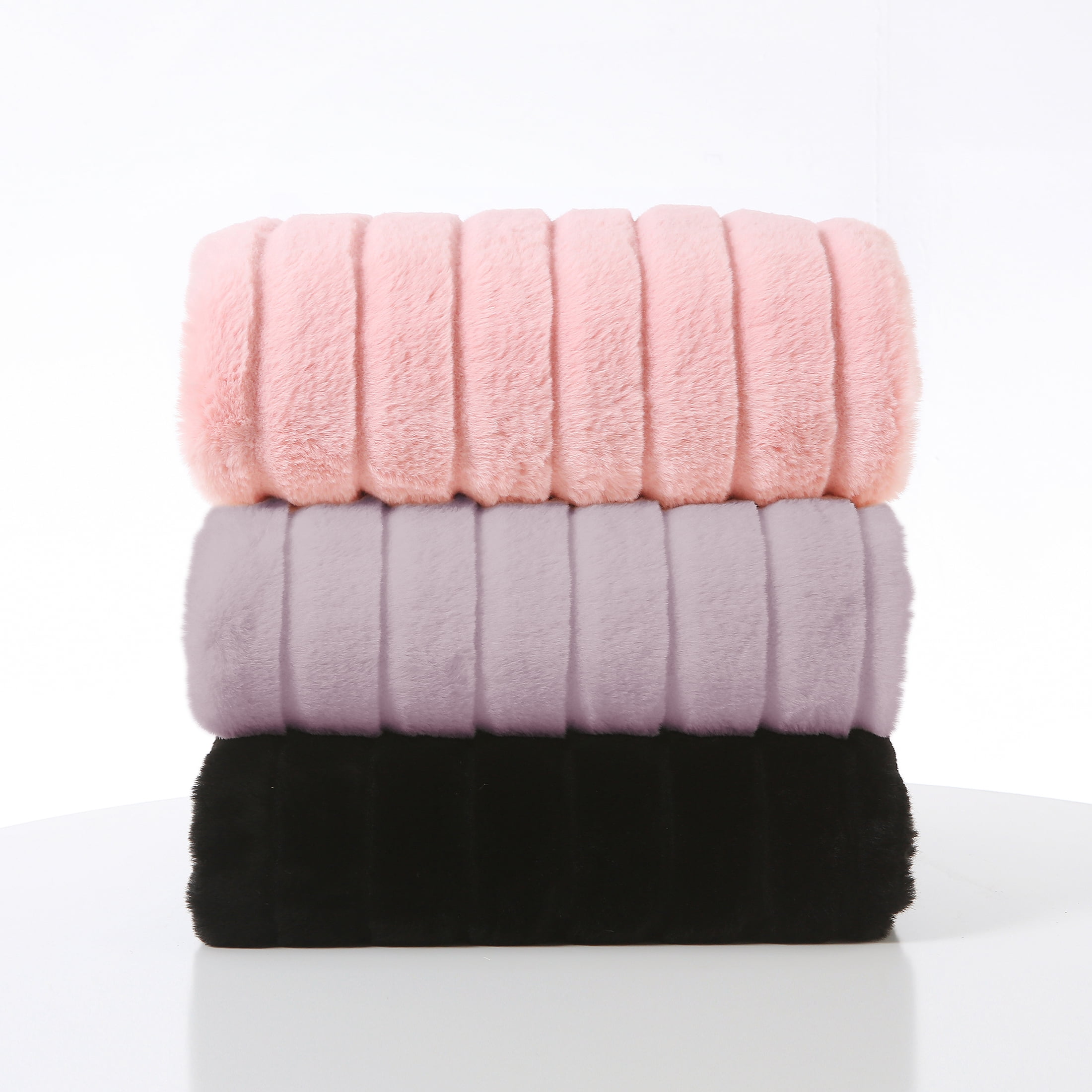 Mainstays Purple Stripe Faux Fur Throw, 50" x 60", Adult/Teen