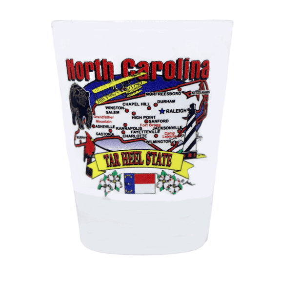North Carolina ST Elemnts Map Shot Glass