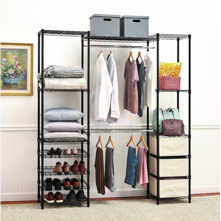 

HSS Steel Modular Freestanding Closet Organizer 18 Dx74 Wx82 H Black