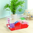 thumbnail image 2 of PawHut 18.5" 2-Tier Hamster Cage with Wheel and Water Bottle, Red, 2 of 10