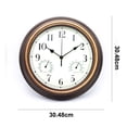 thumbnail image 2 of Reloj de pared silencioso retro de 12 pulgadas para interiores y exteriores, resistente al agua y con termómetro, 2 of 5