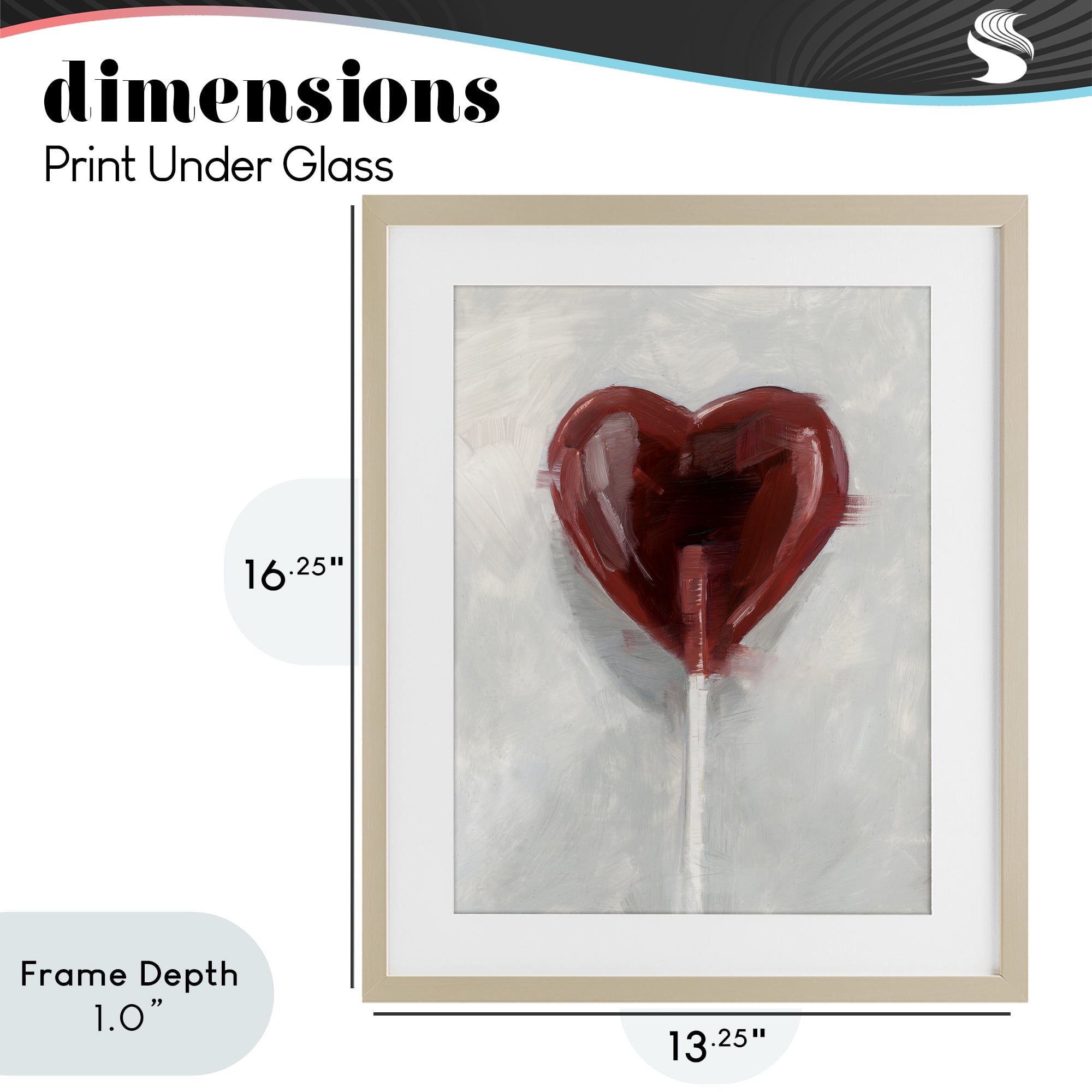 Stupell Industries Heart Shaped Lollipop Birch Framed Print Under Glass, design by Ethan Harper