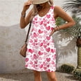 thumbnail image 3 of Fmbrln Womens Summer V Neck Sleeveless Tank Dress Fashion Casual Heart Print Mini Dress Hawaiian Beach Sundress with Pockets, 3 of 7