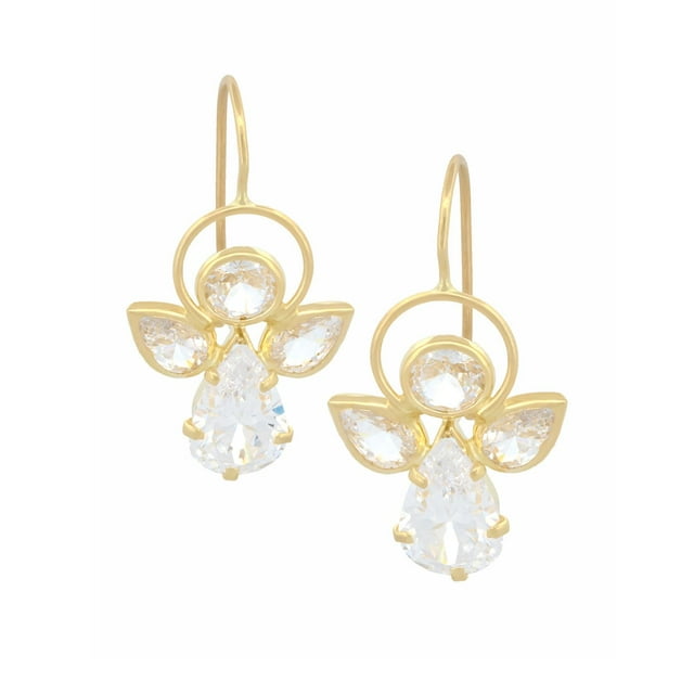 Aretes COLGANTES Casa del Anillo Ángel Zirconias Oro Sólido 10K Amarillo