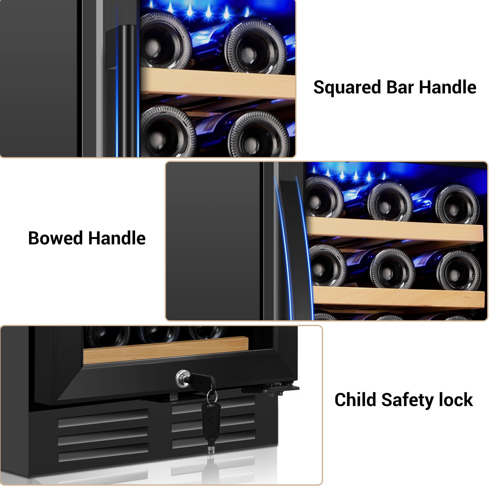 TITTLA 15 inch Wine Refrigerators,30 Bottles Wine Coolers ,Freestanding & Built-in with Glass Door,Black