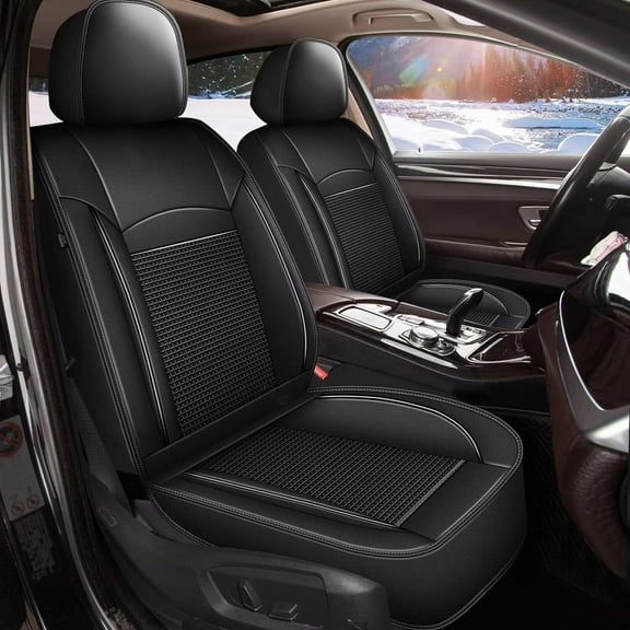 JIAMAOXIN 2Pcs Car Front Seat Covers for Honda Odyssey 2007-2024 Cushion Waterproof Faux Leather Protectors