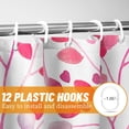 thumbnail image 6 of Extra Long Floral Shower Curtain, Colorful Botanical Flower Leaves Boho Polyester Fabric Shower Curtain with Plastic Hooks, Bathroom Decor Machine Washable Curtain 72x84 Inches, Fuchsia, 6 of 6