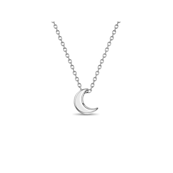 925 Sterling Silver Polished Half Moon Pendant Necklace for Teenage Girls 16"