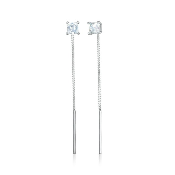 Elli by Julie & Grace Long Zirconia Pendant Earring 925 Silver For Women