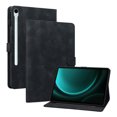 thumbnail image 2 of FJLBDE Case for Samsung Galaxy Tab S8/Tab S7 11 Inch SM-X700, Embossed Flower PU Leather Flip Wallet Folio Stand Cover, Black, 2 of 7