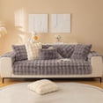 thumbnail image 5 of Faux Fur Couch Cover In Grey, Non-Slip Design Sofa Slipcovers For 1/2/3/4 Seater Sofas, Easy Clean Machine Wash Home Decoration With Plush Pillowcases, 5 of 5