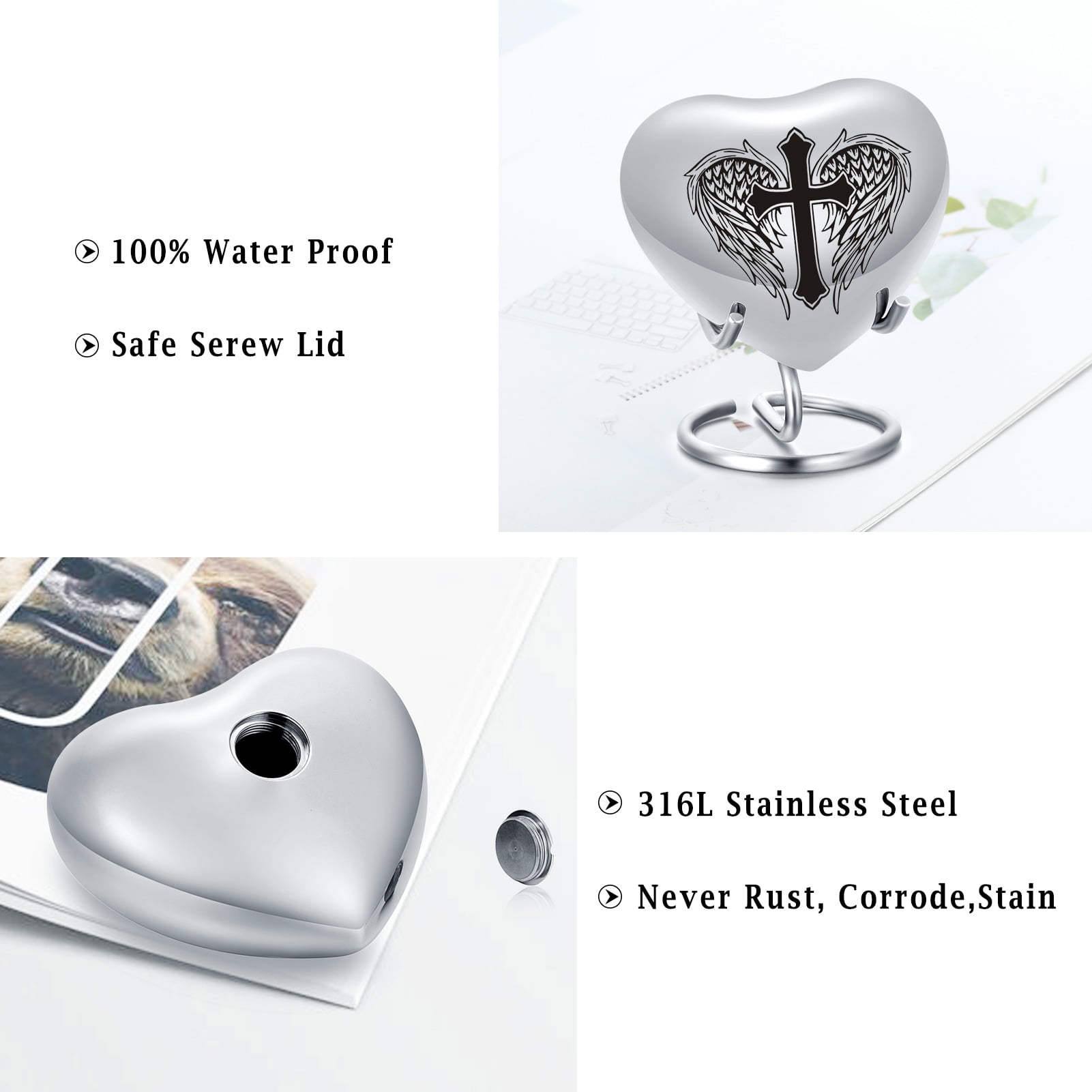 Heart Keepsake Urn - For Human Ashes Mini Urn with Box & Stand  Heart Shaped Urn Memorial Small Keepsake Urn Handcrafted Small Memorial Urn for Ashes
