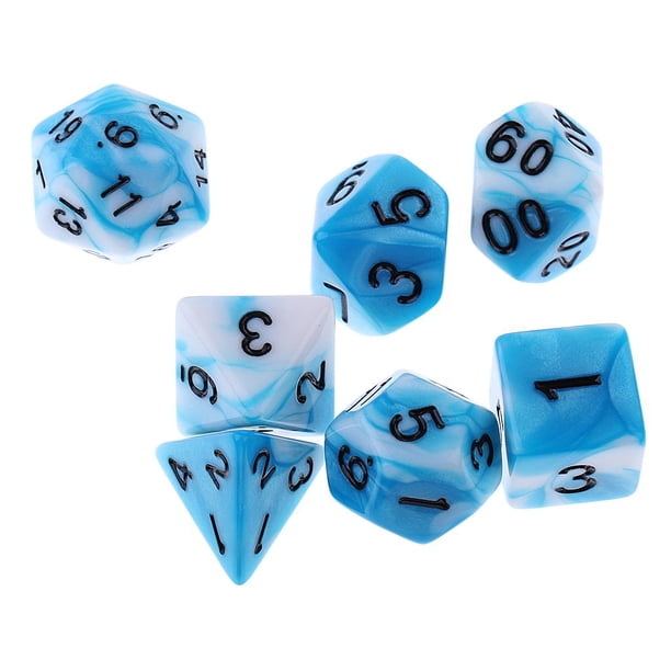 7/juego poliédricos acrílicos D20 D12 D10 D8 D6 D4 D3 para suministro de juegos Zulema Juegos de mesa de dados poliédricos
