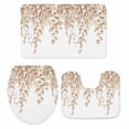 thumbnail image 2 of Brown Eucalyptus Leaves Bathroom Rugs Set Summer Farmhouses Botanical Non Slip Absorbent Soft Bath Mats 3 Piece Set with Bathroom Rug, U-Shaped Floor Mat, Toilet Seat Cover Small Size, 2 of 9