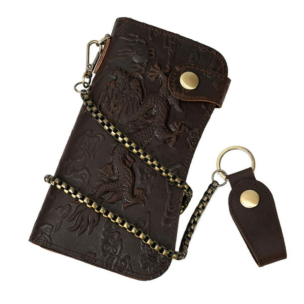 Sonducket Cartera de cuero para hombre con cadena, carteras