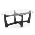 thumbnail image 1 of Oval Coffee Table Featuring Tempered Glass Top and Rubberwood Legs, 1 of 10