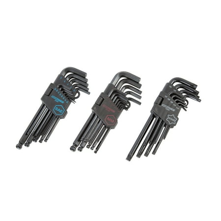 

OEMTOOLS 24249 35 Piece SAE Metric Star Hex Key Set with Allen Wrench Organizer Cases Ball End Allen Wrench Set Long L Wrench Set Large Allen Wrench Set