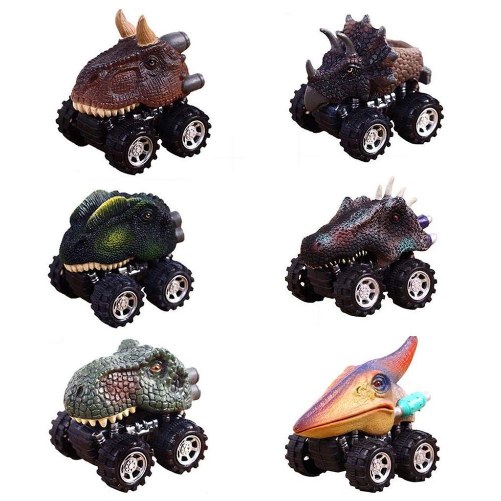 Pull Back Dinosaur Cars Set of 6 Dino Cars Toys with Big Tire Wheel for 3-14 Year Old Boys Girls Creative Gifts for Kids. 
