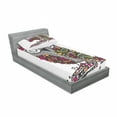 thumbnail image 2 of Owls Fitted Sheet & Pillow Sham Set, Owl Shaped by Geometric Floral Blooms Plants Patterns Colorful Doodle Design, Decorative Printed 2 Piece Bedding Decor Set, Twin, White Black, by Ambesonne, 2 of 2