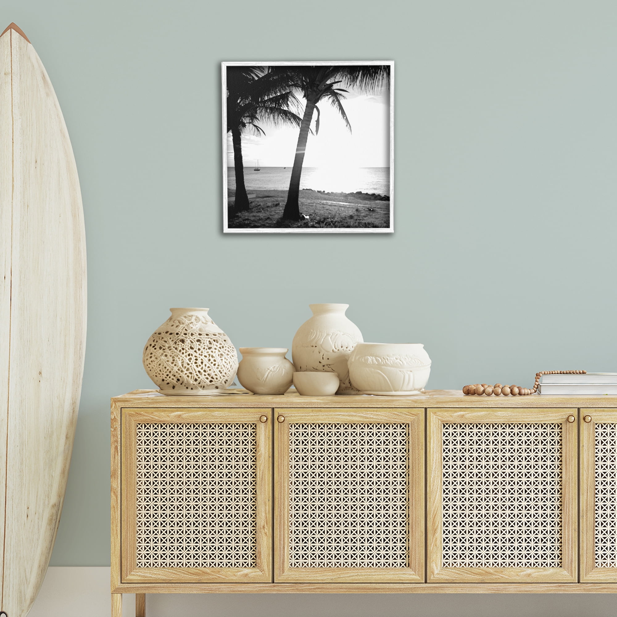 Stupell Industries Palm Tree Silhouettes Coastal Photography White Framed Art Print Wall Art, 24 x 24
