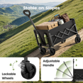 thumbnail image 5 of Collapsible Wagon Cart with Expandable Storage & Locking Front Wheels, Portable Foldable Wagon for Beach, Camping, Shopping, 5 of 8
