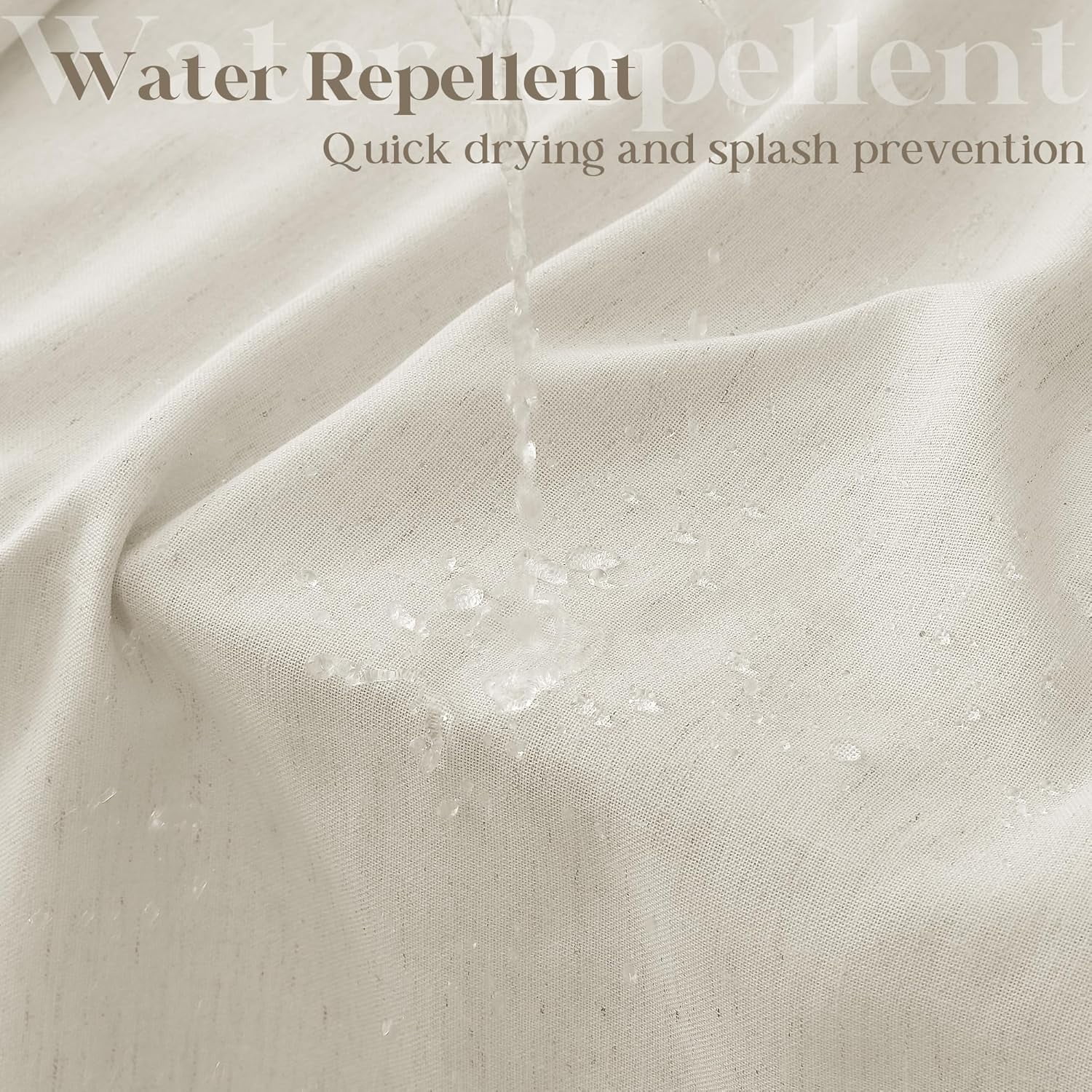 90 Inch Shower Curtain Linen Neutral Earth Tone Extra Long Shower Curtain for Bathroom Bath Drapes Boho Vintage Country Style Rustic Cloth Drapes Bathroom Decor, Greyish Beige Tan, 72x90