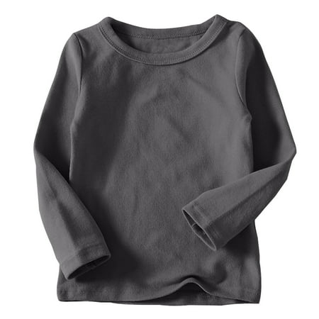 

Scyoekwg Fall Fashion Toddler Kids Boys Girls Shirts Casual Solid Color Round Neck Long Sleeve Tops Lightweight Comfy Blouses (Dark Gray 6 Years)