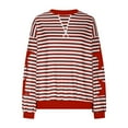 thumbnail image 6 of Ftwytp Women Striped Star Print Sweatshirt Oversized Long Sleeve Shirts Crew Neck Shirt Color Block Jumper Sweatshirt with Elastic Cuffs Y2K, 6 of 9