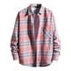 thumbnail image 1 of Blusa y camisa de manga larga con cuello vuelto para hombre, blusa informal de moda con estampado a cuadros y bolsillos, camisa de manga larga, blusa a cuadros para hombre, 1 of 3