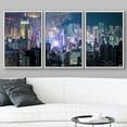 thumbnail image 3 of wall26 Framed Canvas Print Wall Art Set Aerial View of Futuristic City Skyline Cities Cityscape Photography Realism Modern Scenic Relax/Calm Dark for Living Room, Bedroom, Office - 24"x36"x, 3 of 5