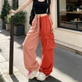 thumbnail image 2 of Sevevn Women's Lightweight Patchwork Cargo Joggers Color Block Streetwear Pants Drawstring Waist with Cargo Pockets Loose Fit Everyday Casual Outfits, 2 of 7