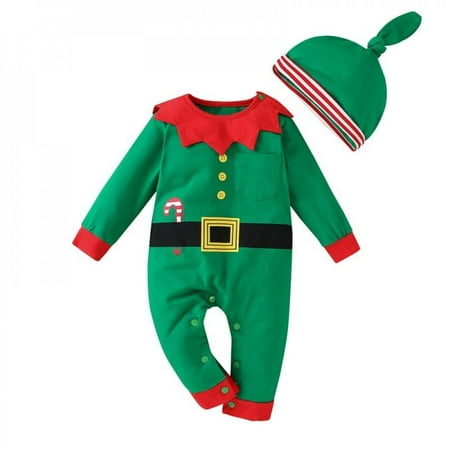 

SweetCandy Little Girls Boys Ruffled Collar Printed Long Sleeve Christmas Pajama Set Outfit Bodysuit Tops Pants Cotton Holiday Sleepwear 6-9 Months