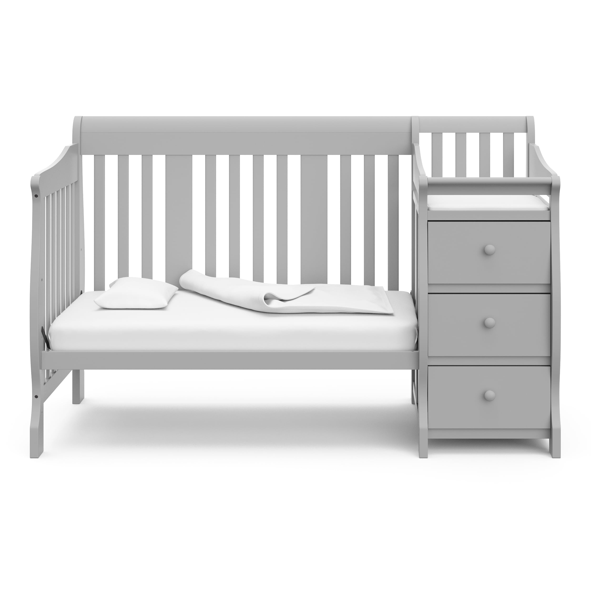 Storkcraft Portofino 5-in-1 Convertible Baby Crib and Changer, Pebble Gray