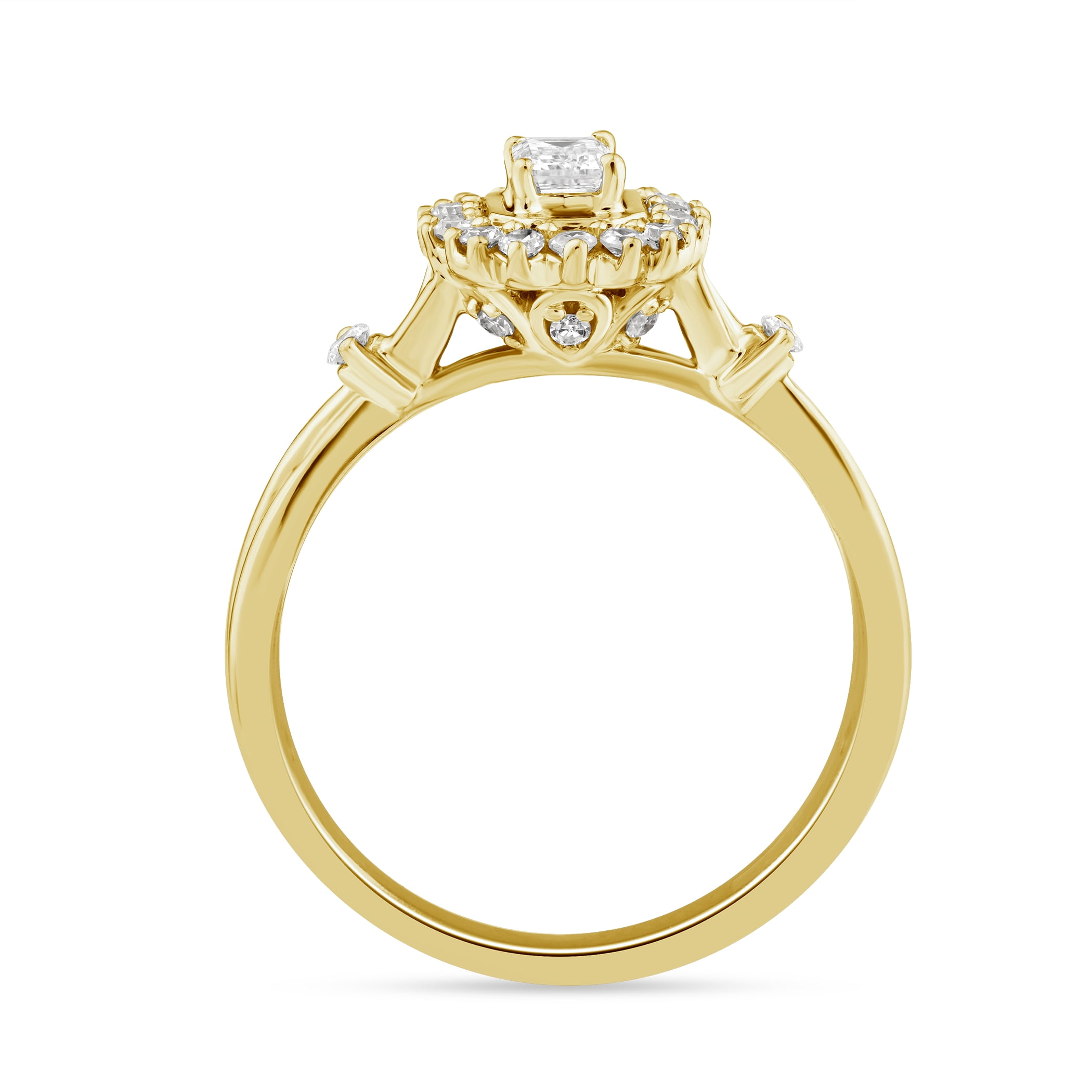Brilliance Fine Jewelry 1/2 Ctw Lab Grown Diamond Promise Ring in 14K Yellow Gold-Plated Sterling Silver, Women