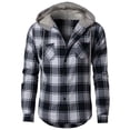 thumbnail image 2 of H2H Men's Plaid 2 Pocket Hooded Flannel Shirt Hoodie NAVY US L/Asia XL (CMOJA0105), 2 of 5