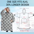 thumbnail image 4 of Oversized Wearable Blanket Hoodie,Gray and White Geometric Lattice Pattern Sherpa Blanket Hoodie with Super Pockets,Super Warm Fuzzy Pullover for Women & Men, 4 of 6